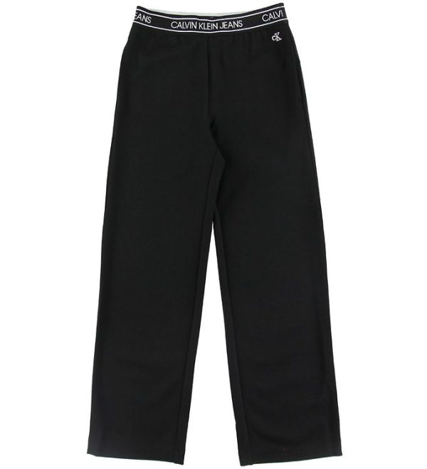 Calvin Klein Bukser - Waistband Wide Punto Pants - Sort - 8 år (128) - Calvin Klein Bukser - Bomuld