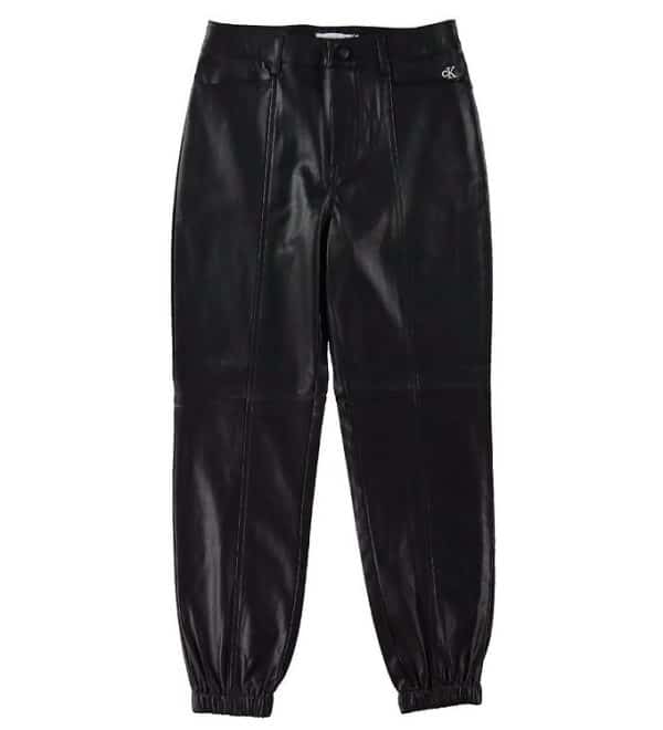 Calvin Klein Bukser - PU Leather - Sort - 10 år (140) - Calvin Klein Bukser - Bomuld