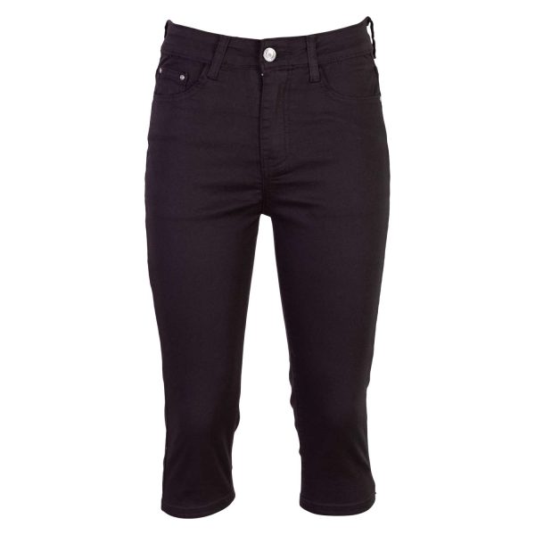 BS Jeans - Dame +size capri bukser m. stretch - Sort - Str. 48