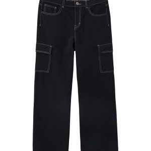 LMTD Bukser - Cargo - NlnUtizza - Black/White Stitches
