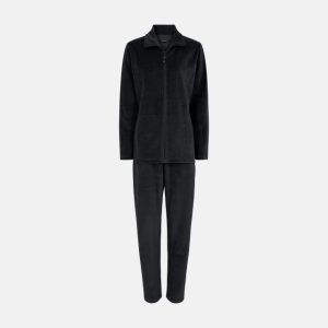 Pyjamas sæt i velour | Bomuld | Sort