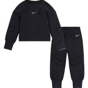Nike Bluse/Bukser - Rib - Sort m. Logoer