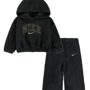 Nike Sæt - Hættetrøje/Bukser - Sort/Gold