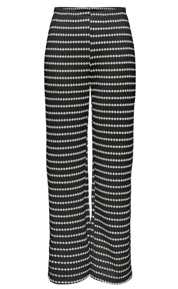 ONLY Bukser - Eva Stripe - Black/Cloud Dancer