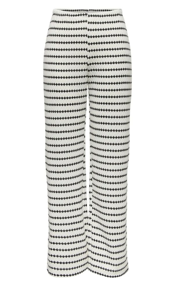 ONLY Bukser - Eva Stripe - Cloud Dancer/Black