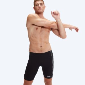 Speedo lange badebukser til mænd - Hyperboom Panel - Sort/grå