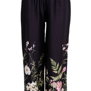 Black Colour Bukser - Zennia - Black Flower