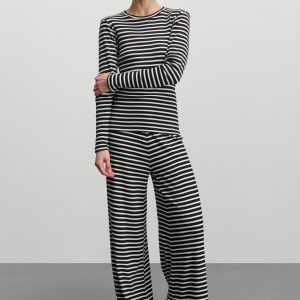2X2 Cotton Stripe Veran bukser - Black/White Alyssum