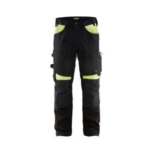 BLÅKLÄDER 1556 Håndværker Buks - Sort/High Vis Gul herre