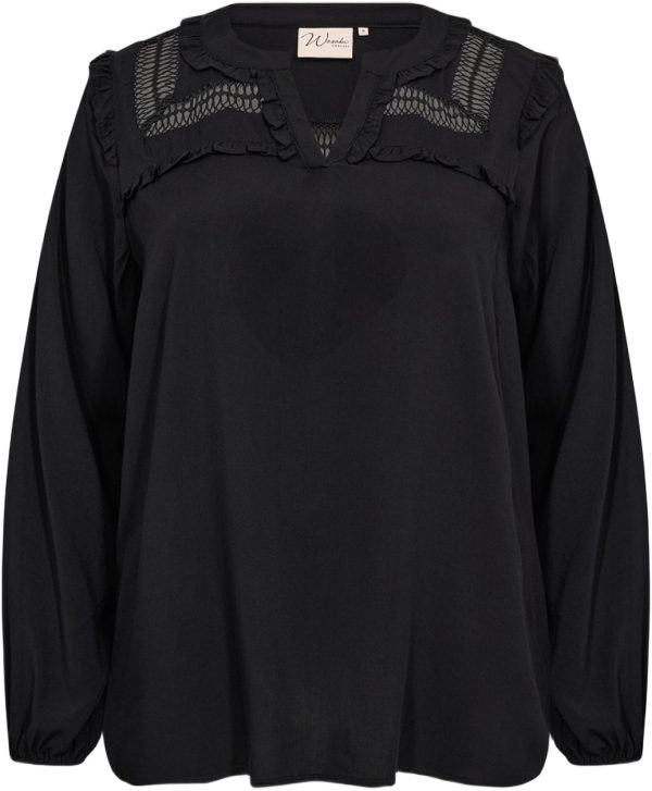 Curvy Wasia 33 Bluse Sort