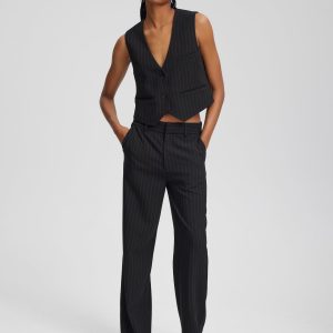 JoelleGZ Pinstripe MW bukser - Black Pinstripe