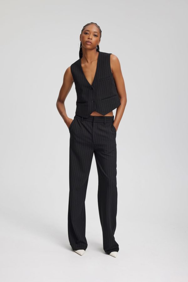 JoelleGZ Pinstripe MW bukser - Black Pinstripe