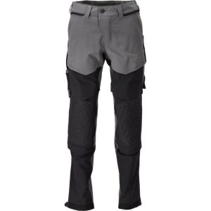 Mascot®Customized Arbejdsbukser, Knælommer, stretch 22279-605-8909 stengrå/sort
