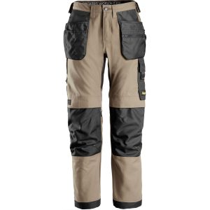 Snickers AW Bukser Canvas+ med hylsterlommer khaki/sort 6224
