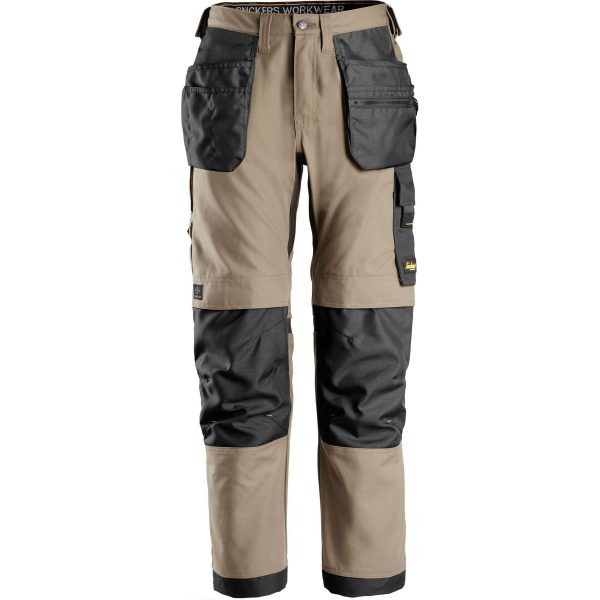 Snickers AW Bukser Canvas+ med hylsterlommer khaki/sort 6224