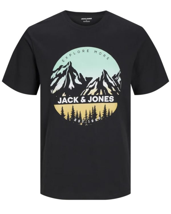 Jack & Jones t-shirt s/s, Peak Tee, sort - 176 - S+ - S