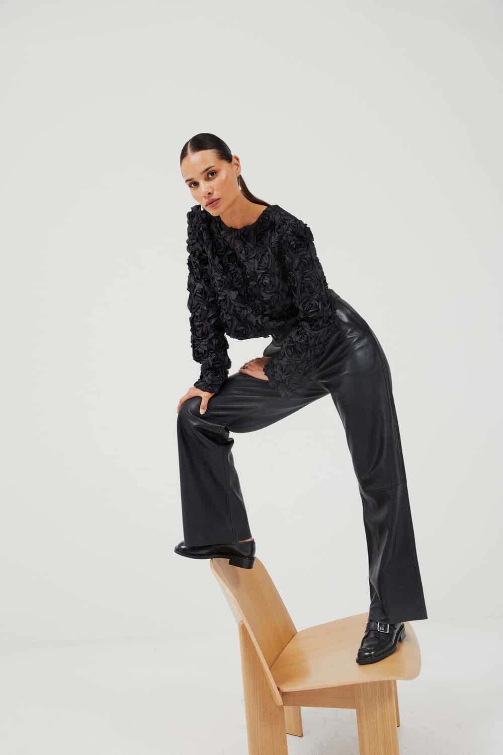 Aluna Bonded læderbukser - sort