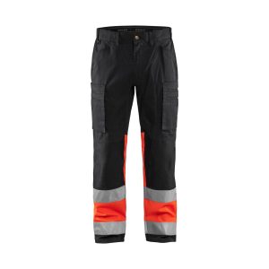 BLÅKLÄDER 1551 High Vis Buks med stretch - Sort/High Vis Rød herre