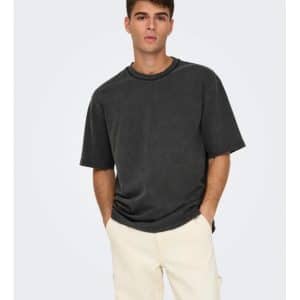 ONLY & SONS DISTRESS t-shirt i sort til herre