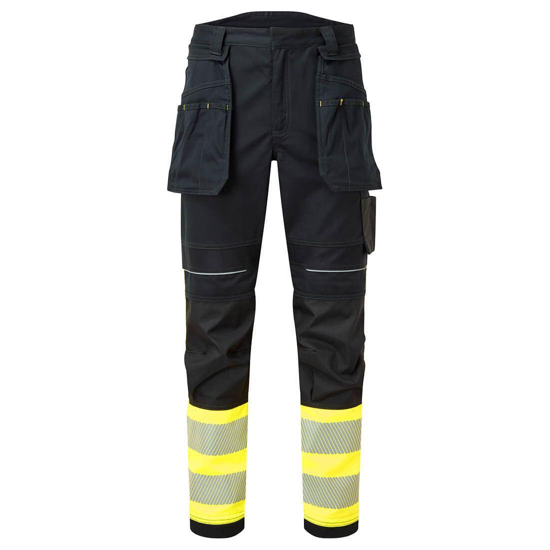 Portwest FR416 - PW3 FR Hi-vis klasse 1 hængelomme bukser Gul/Sort