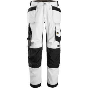 Snickers AW Bukser stretch med hylsterlommer Lose Fit hvid/sort 6251