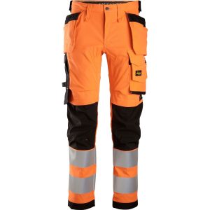 Snickers AW stretch bukser med hylsterlommer Hi-Vis orange/sort 6243