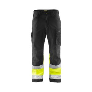 BLÅKLÄDER 1562 High Vis Softshell Buks herre - Sort/High Vis Gul / D92 - Bukser - blyantlomme - Bukser