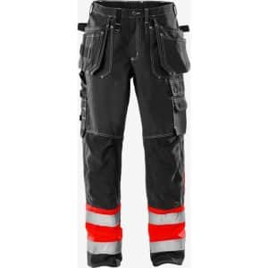 Kansas Hi Vis håndværker bukser kl.1 247 - HV. rød/sort / C50 - Bukser - 124292-896 - DISCOUNT