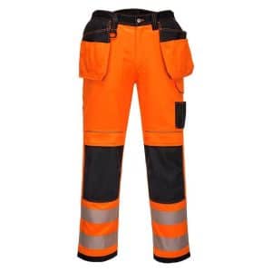 Portwest PW3 hi-vis stretch bukser med hængelommer PW306 - Orange/Sort / 44 - Bukser - Portwest - Underdele