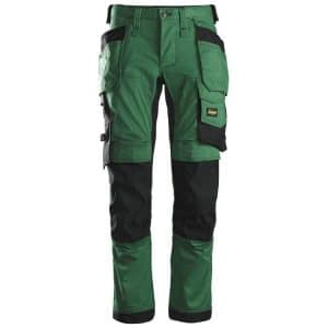 Snickers AW Bukser stretch med hylsterlommer skovgrøn/sort 6241 - skovgrøn/sort / 250 - Bukser - Arbejdsbukser - Cordura