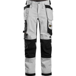 Snickers AW damebukser stretch med hylsterlommer 6247 - hvid/sort / 19 - Bukser - Bukser - Dame