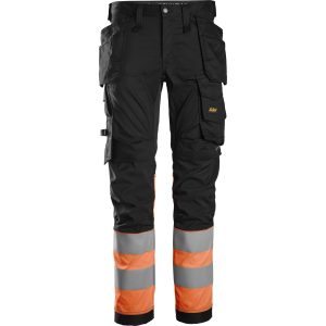 Snickers Bukser stretch med hylsterlommer Hi-Vis klasse 1 6234 - sort/orange / 254 - Bukser - Arbejdsbukser - Cordura