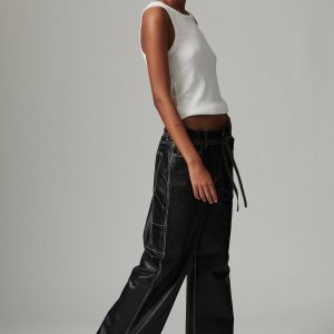 Yanna Soft Lamb læderbukser - sort